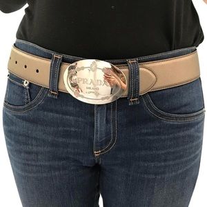 Gold Prada saffiano belt